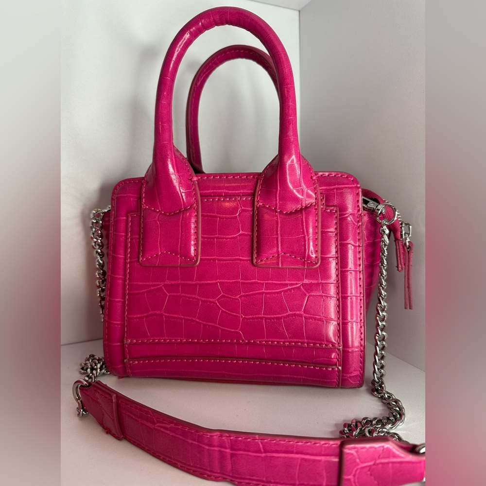 Zara Pink Crocodile crossbody top handle bag